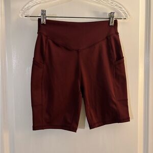 Women's LegEnd High-Rise Burgundy Athletic Bike Shorts Sz S